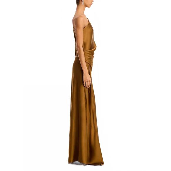 NEW A.L.C. aster asymmetric draped gown in aged bronze - Picture 2 of 4